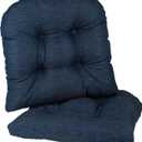 Klear Vu Gripper Overstuffed Universal Non-Slip Dining Chair Cushions for Kitchen Decor or Office Use, U-Shaped Skid-Proof Seat Pad, 15x15 Inches, 2 Count (Pack of 1), Solid Indigo Blue