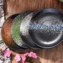 Japanese Dinner Plate Set of 4, 8 Inch Large Appetizer Plate Round Dessert or Salad Plate Ceramic Dinnerware Set Microwave Dishwasher Oven Safe