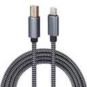 Lightning to MIDI Cable USB OTG Type B Cable for Select iPhone, iPad Models for Midi Controller, Electronic Music Instrument, Midi Keyboard, USB Microphone (20FT)