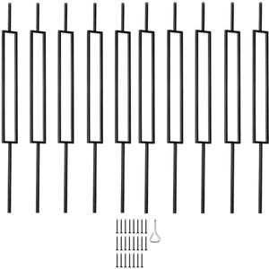 44'' Wrought Iron Baluster Hollow Single Rectangle Metal Stair Spindles for 1/2" Square Metal Stair Iron Balusters for Staircase Interior Decorative Stair Deck Railing, 10 Pack- A