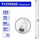 8 Pack 21 Inch T5 Fluorescent Light Bulb 13 Watt F13T5/WW Compatible with Sylvania Satco Philips GE Under Cabinet Tube Light Warm White 800 Lumen G5 Base 8 Count