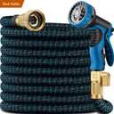 100 ft Expandable Garden Hose - Ultra Flexible,Durable Collapsible Latex Core & Solid Brass Fitting, No Kink-Free Expanding Garden Pipes Hose - RV, Gardening Marine and Camper Water Garden Hoses (blackblue)