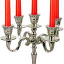 Rely+ 5 Arm Baby Candelabra Silver Glossy 8 Inch Taper Candle Holders Gothic Decorations Candlesticks Holder Home Decor Wedding Parties Centerpiece for Dining Table