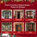 Christmas Garland Hanger for Front Door - Fits 43" to 52" Doors, Holds up to 110 Lbs, Adjustable Wreath Holder for Christmas, Halloween Decorations, No Screws Drilling, Damage-Free Installation