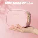 Mini Makeup Bag with Led Mirror, Small Travel Make up Bag 3 Light Modes Adjustable Brightness, for Women Organizer Cosmetic Bag, Portable Travel Train Toiletry Bag, for Pool Parties Work Touch-Ups