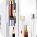 Mini Fridge with Mirror Door & Adjustable LED Lights - 8L Cosmetic Skincare Fridge for Bedroom,Dorm,Mini Car Refrigerator Portable Quiet Cooling,Gift for Women