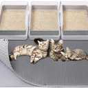 Fostanfly Cat Litter Mat - Extra Large XL 45"x 27" Cat Litter Trapping Mat, Machine Washable Double Layer Design, Urine & Waterproof for Kitty- Easy Clean for Floor (Grey)