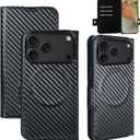 for iPhone 17 Pro Max Wallet Case with Card Holder Slots Compatible with MagSafe, Luxury Carbon Fiber Leather with RFID Blocking, Shockproof Slim Phone Cover Case for iPhone 17 Pro Max (Black)