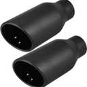 Upower 2.5 inch Inlet 4 inch Outlet Exhaust Tip 2.5" to 4" Exhaust Tailpipe Tips 9" Long Black Weld On 1.2mm Thick Stainless Steel 2 1/2 Inlet Rolled End (Pack of 2)