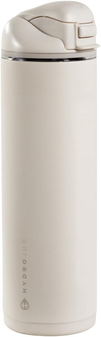 HydroJug Ease2o Water Bottle with Straw & Chug Lid, Stainless Steel, Vented Cap to Help Reduce Pressure, Water-Level Window, Cup Holder Friendly, Non-Slip Base 24oz, Linen
