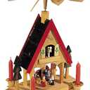 Kurt Adler Wood Alpine House Carousel with Candles, 12-Inch