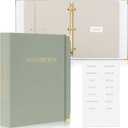 Sturdy Document Organizer Set with Folders - Beautiful Linen 3-Ring Binder Safely Stores All Important Documents & Files in One Place - Easy to Use Expanding Storage Incl. Envelopes, Pockets & Labels (Sage)