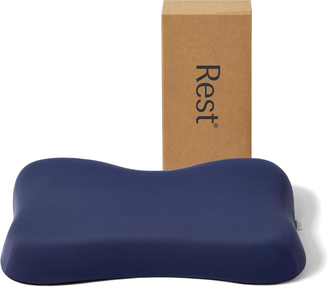 REST Evercool Cooling Pillow, Instant Cool-to-Touch Shell Fabric & Breathable Silicone Sponge Core for All-Night Temperature Regulation & Ergonomic Support, Low Height, Midnight Blue