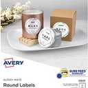 Avery Printable Round Labels with Sure Feed, 2.5" Diameter, Glossy White, 72 Customizable Labels