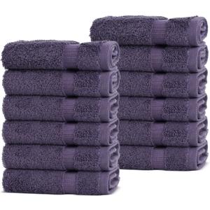 Chakir Turkish Linens | Hotel & Spa Quality 100% Cotton Premium Turkish Towels | Soft & Absorbent (12-Piece Washcloths, Plum)