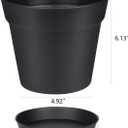 homenote Pots for Plants, 8 Pcs 7.5 Inch Plastic Planters with Multiple Drainage Holes and Tray - Plant Pots for All Home Garden Flowers Succulents, Matte Black