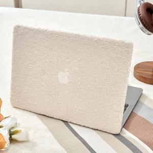 Compatible with MacBook Air 13 inch Case,2018-2020Release(A2337 M1 A2179 A1932) with Touch ID & 2 Pack Keyboard Protectors,Faux Skin Plush Design Laptop Hard ShellBeige Plush
