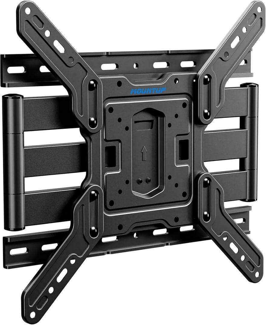 MOUNTUP Ultra Slim Full Motion TV Wall Mount, 1.3" Thin Low Profile TV Bracket for 26-60" LED OLED QLED TVs,Smooth Swivel Tilt Extension,Max Vesa 400x400mm,Up to 88lbs,Fits Single 12" 16" Studs,MU0062