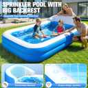 2026 Inflatable Pool with Sprinkler,Durable Blow up Pool with Big Backrest, Rectangle Kid Pool Backyard,Children Swimming Pool,Small Inflatable Kiddie Pool,Outdoor Water Pool for Kid714125IN