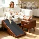 Dog Stairs for Small Dogs 16" H, Foldable 2-in-1 Ottoman Dog Ramp for Couch
