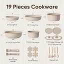 CAROTE 19pcs Pots and Pans Set Non Stick, Nonstick Cookware Set Detachable Handle, Induction Kitchen Cooking Sets with Removable Handle, RV Kitchen, Oven Safe, Taupe