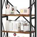 Homeiju 5-Tier Bookshelf,Wood Bookcase,Book Shelf with Steel Frame, Storage Rack with Open Shelves, Rustic Standing Bookshelves Ladder Shelf 110lbs/shelf for Bedroom,Living Room and Home Office