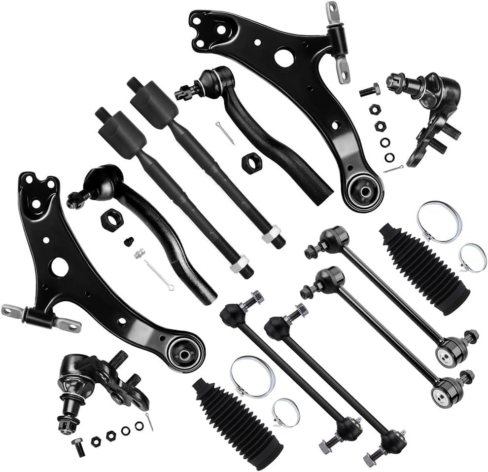 SCITOO 14pcs Suspension Kit Front Lower Control Arm Ball Joint Outer Inner Tie Rod End w/Boot Sway Bar End Link for 2002-2003 for Toyota Camry for Lexus ES300 2004-2006 for Lexus ES330