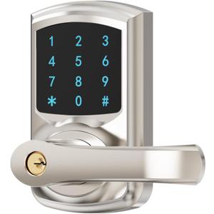 HIDALIFE Keyless Entry Door Lock, Electronic Keypad DoorLock with Handle, Touchscreen, AutoLocking, Antipeep Password, Easy to Install for Front Door, Home, Office, Satin Nickel