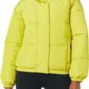 Amazon Essentials Women's Relaxed-Fit Mock-Neck Short Puffer Jacket (Previously Daily Ritual) (4X, Bright Olive Green)