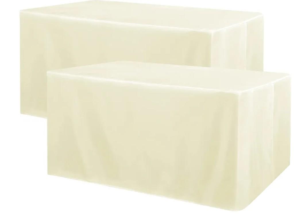 Obstal 2 Pack Table Clothes for 8 Foot Rectangle Tables - Water Resistant Washable Fabric Polyester Rectangle Table Cover Protector for Wedding, Banquet and Trade Shows, 96L x 30W Inches, Cream