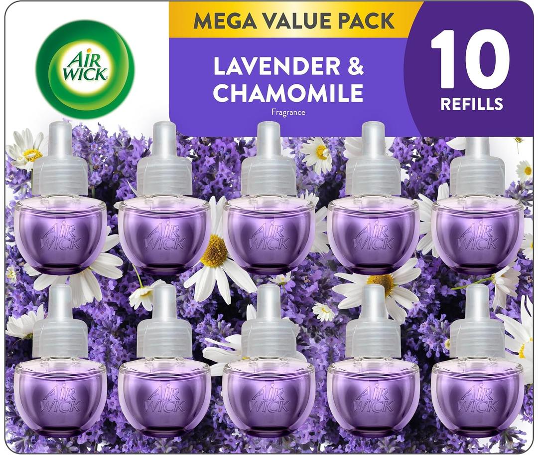 Air Wick Plug in Scented Oil Refill, 10ct, Lavender & Chamomile, Air Freshener, Essential Oils, Eco Friendly