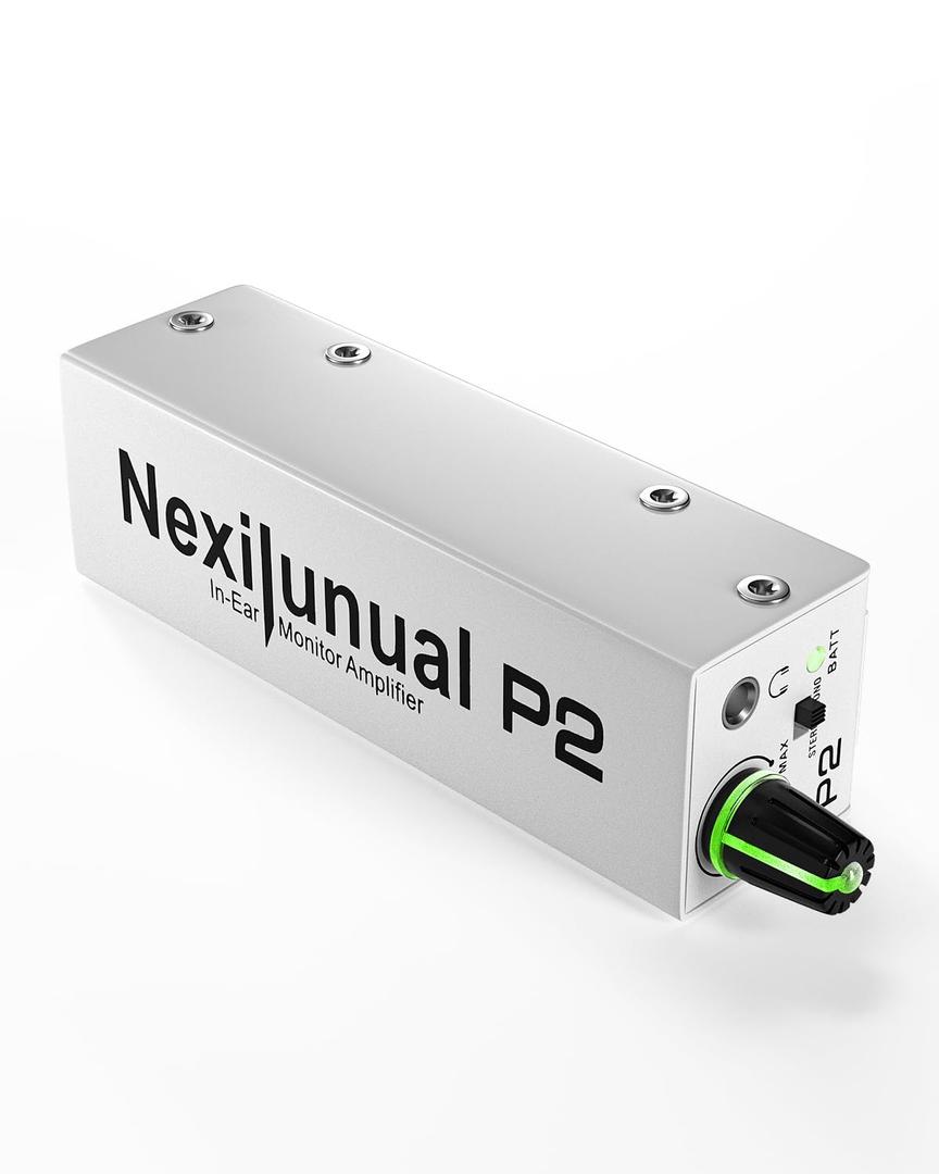 P2 Ultra-Compact In-Ear Monitor Amplifier, Personal Headphone Amp with XLR/TRS Input 3.5mm Output, In Ear Monitor System with Stereo/Mono Switching, Seven-Color Breathing Light (DIP Switch)