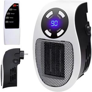 The Alpha Heater for Indoor Use Small Plug In Alpha Heater Portable Heater Electric Space Heaters of Indoor Use with LED Display Energy Efficient 500W Wall Outlet Adjustable Thermostat, Timer, Safe