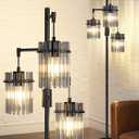 Industrial Modern Floor Lamps for Living Room, Dimmable Glass Tree Standing Tall Lamps with 3 Elegant Teardrop Cage Head & 800 Lumens LED Bulbs for Bedroom Office (66inch Tall)