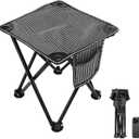 Matekxy Samll Camping Stool Portable Folding Mini Chair, Camp Stools for Fishing Hiking Gardening and Beach, Upgrade Thicken Seat with Carry Bag-Grey