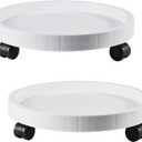 2 Pack of 14.2 Inch Planter Caddies Rolling Saucer Caddy with Wheels, Heavy Duty Wheeled Stand for Potted Plant, Round Coaster Roller Base Tray with Casters, Flower Pot Dolly Holder for Indoor Outdoor (White)