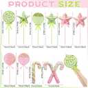 10 Pcs Pastel Large Sweet Candy Christmas Ornament 16'' Snowflake Giant Lollipop Candy Cane Ornaments with Stick Macaron Peppermint Xmas Decor for Christmas Tree Holiday Party(Classic)