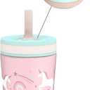 Zak Designs Kelso Toddler Cups For Travel or At Home, 12oz Vacuum Insulated Stainless Steel Sippy Cup With Leak-Proof Design is Perfect For Kids (Fanciful Unicorn)