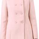 Allegra K Women's Peter Pan Collar Double Breasted Winter Long Trench Pea Coat (Medium)