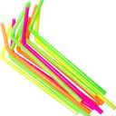 Jacent Flexible Disposable Drinking Straws, Bendable Plastic Neon Straws: 125 Count per Pack, Fun Bendy Kids Straws, Great For Summer Drinks, Crafts, Parties, And More
