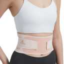 RANDY SUN Ultra Thin Back Braces for Women, Adjustable Lower Back Waist Support Wrap Under Clothes Compression Lower Lumbar Support Belt Breathable Brace, Pink, Medium