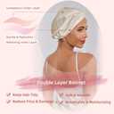 Adjustable Silk Satin Hair Bonnet for Sleeping Women, Double Layer, Silk Hair Wrap for Sleeping Women Men, Curly Natural Braid Straight Unisex - Champagne
