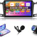8 Core 4+64G Car Stereo for Toyota RAV4 2013-2018 with Wireless Carplay and Android Auto - 10.1 Inch 1280 * 720 IPS Touchscreen Android Car Radio - DSP/WiFi/GPS Navi/SWC + AHD Backup Camera