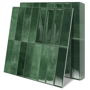 10 Sheets Upgraded Thicker Design Subway Tile Peel and Stick Backsplash,1212Self Adhesive Wall Tiles Stick on Back Splash for Kitchen,Bathroom,Camper(Forest Green)
