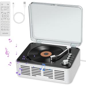 Gueray CD Player with Speakers HiFi Stereo Sound for Home,Bluetooth Retro Wood CD Music Players FM Radio with Remote Control,Support USB & AUX Playback (White)