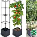 Raised Garden Bed Planter Box, 2 Pack 56" Self-Watering Tomato Planter with Trellis for Climbing Vegetables Plants Grape Fruit Flowers,Use for Indoor Outdoor Garden Patio, 11x11x56in-2p