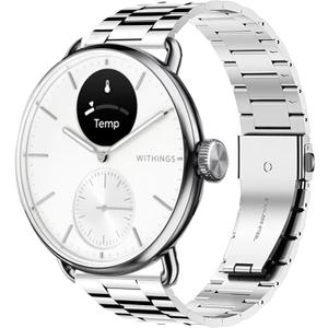 Compatible for Withings Smartwatch Bands, Lamshaw 18mm, 20mm Stainless Steel Metal Replacement Strap Bracelet Men & Women Compatible for Withings ScanWatch 2 42mm/ScanWatch Horizon/ScanWatch 42mm/Steel HR 40mm/Steel HR Sport/ScanWatch 38mm/ScanWatch 2 38mm/ScanWatch Light/Steel HR 36mm/Withings Move/Move ECG/Steel (Silver)