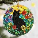 Christmas Ornaments, Dodosky 2.8in Ceramic Hanging Ornament, Xmas Decor, Christmas Tree Ornaments, Xmas Decorations for Tree, Holiday Ornament, Cat Lover Decor, Gifts for Cat Lovers for Women