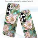 Compatible with MagSafe Case for Samsung Galaxy S23 Ultra, Cute Aesthetic Stained Glass Lily Flower Magnetic Design Phone Case, Soft TPU and Hard PC Protective Phone Cover for Women Girls