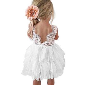 Topmaker Flower Girl Dress for Toddler Baby Girls – Lace Tulle Princess Dress for Wedding, Birthday Party, Photoshoot, Formal Events,Special Occasion (4T, Beaded-White, Size 4T